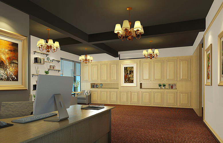 上海市普陀區(qū)綠洲中環(huán)地產(chǎn)公司辦公室裝修效果圖