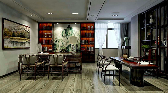 上海嘉定區(qū)南翔中式辦公室裝修效果圖