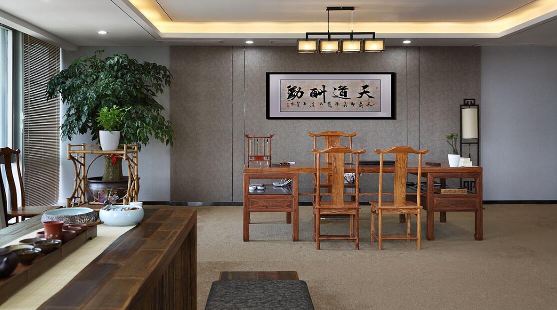 集團(tuán)公司中式風(fēng)格辦公室裝修效果圖