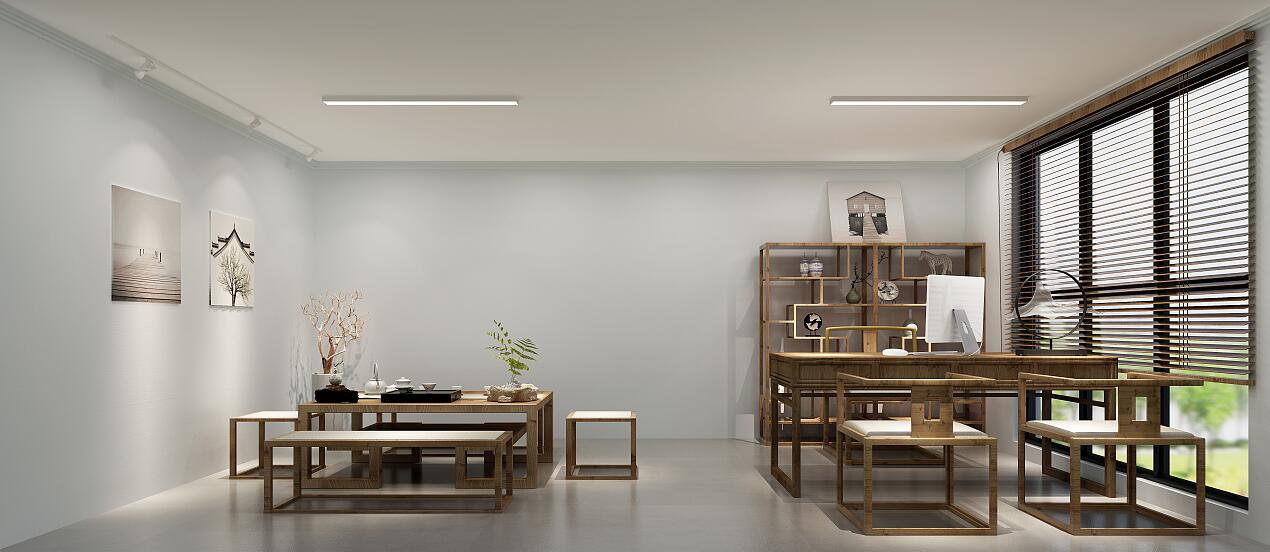 古典風(fēng)休閑辦公一體化辦公室效果圖