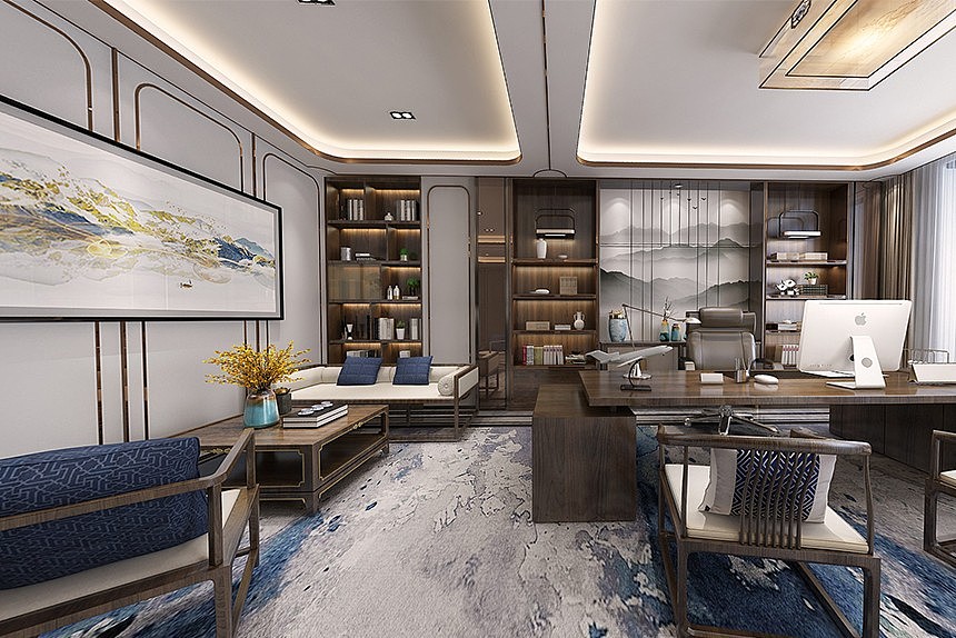 黃浦區(qū)新中式風(fēng)辦公室裝修效果圖